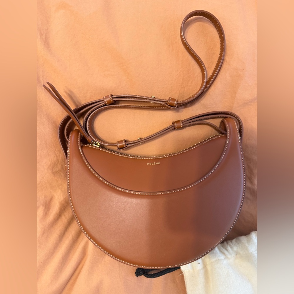 Polene Dix Numero Dix Bag in Smooth Cognac
